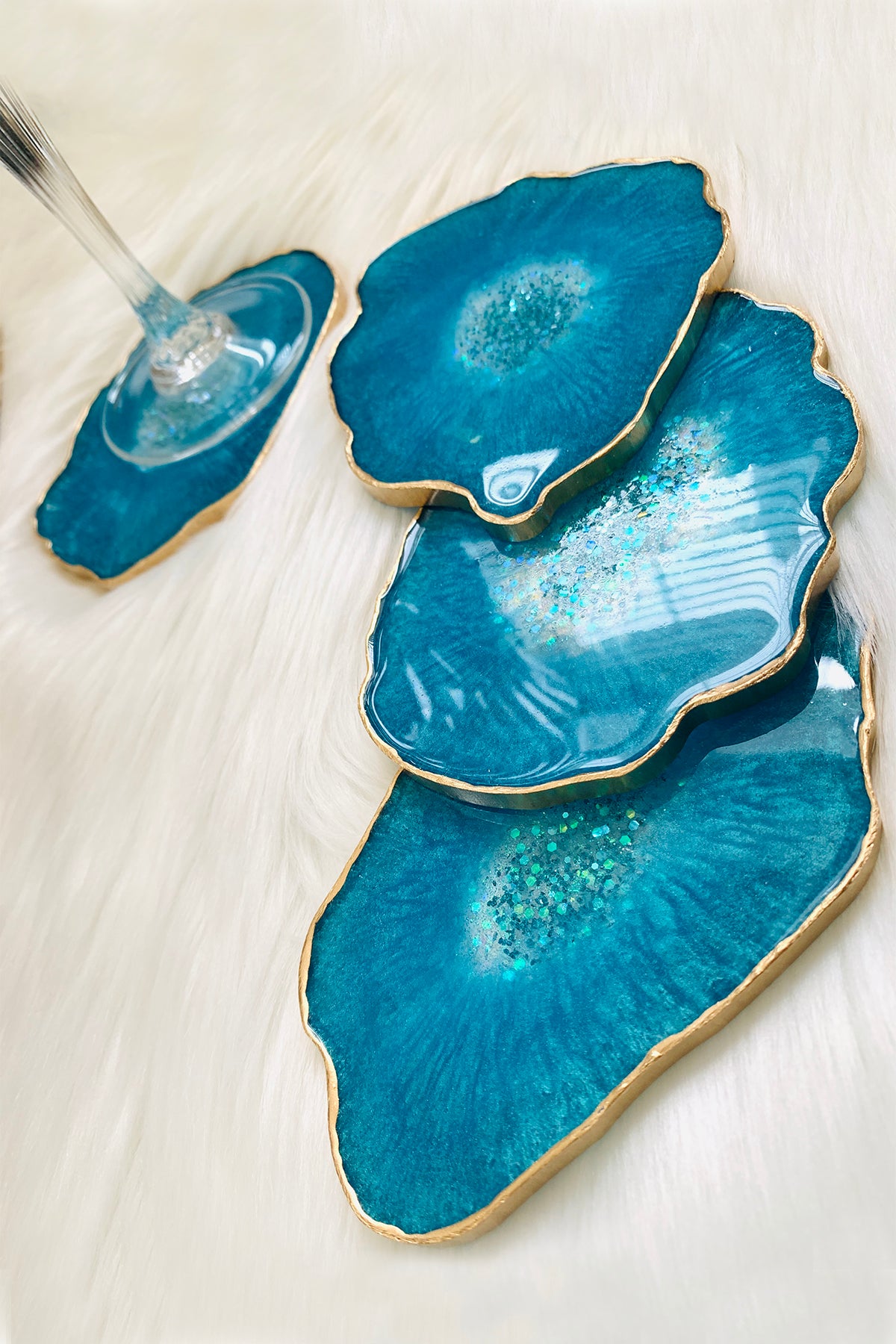 Aqua Aura Quartz Coasters - ShopAuthentique
