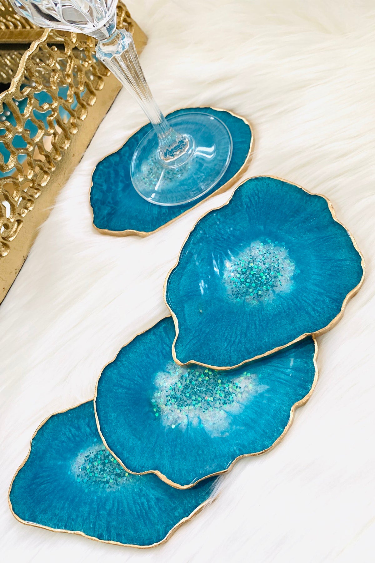 Aqua Aura Quartz Coasters - ShopAuthentique