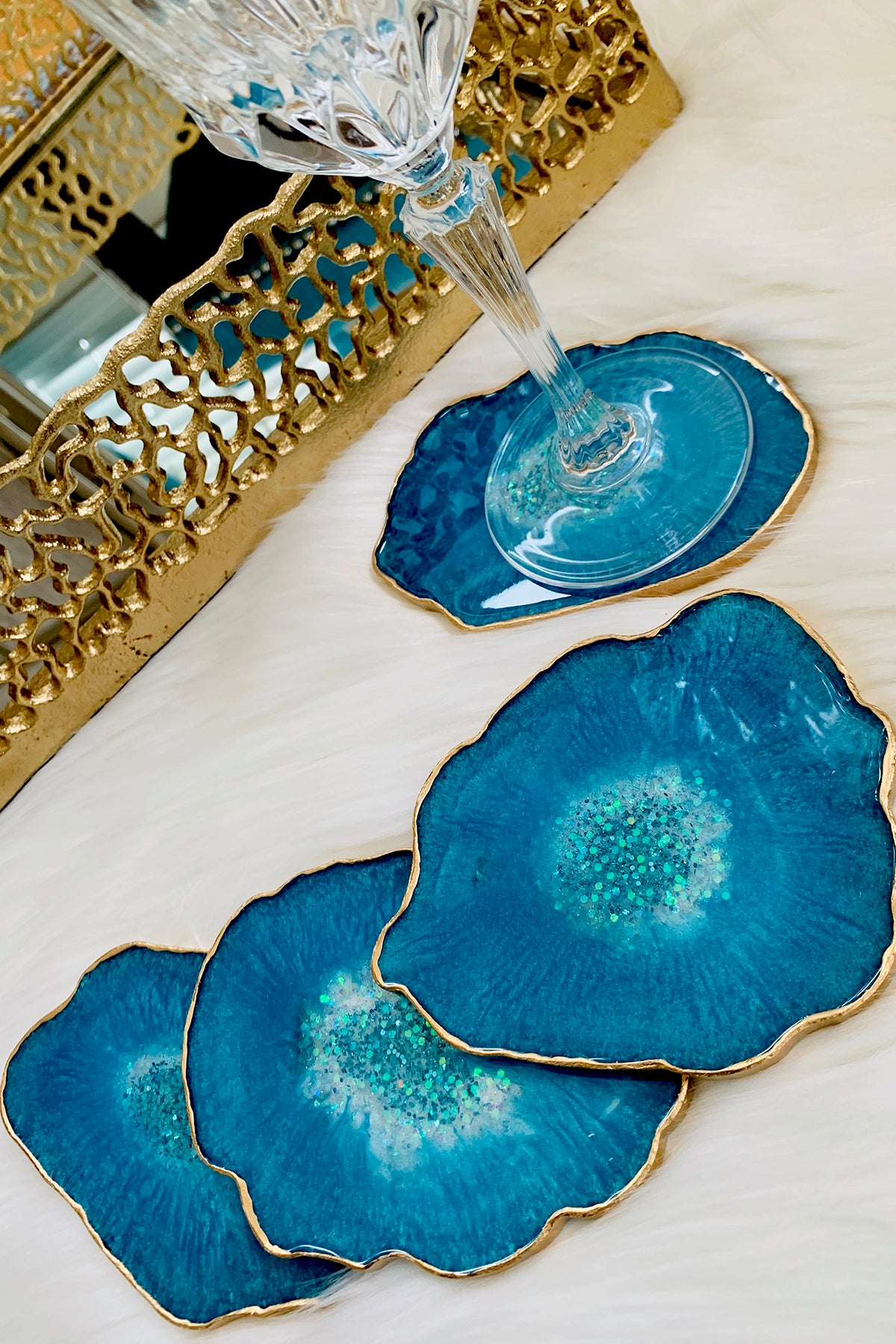 Aqua Aura Quartz Coasters - ShopAuthentique