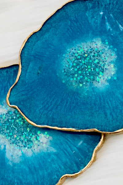Aqua Aura Quartz Coasters - ShopAuthentique
