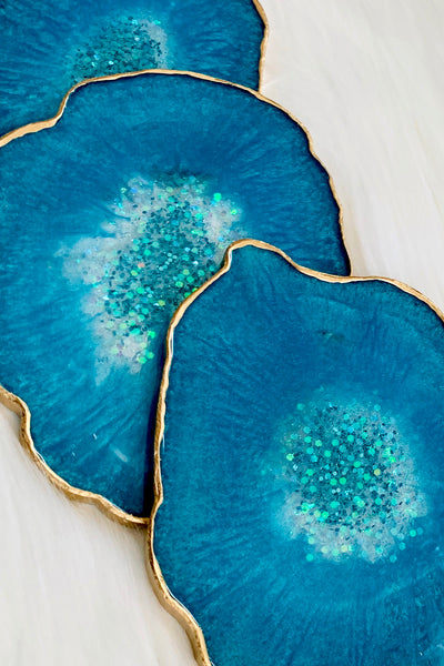 Aqua Aura Quartz Coasters - ShopAuthentique