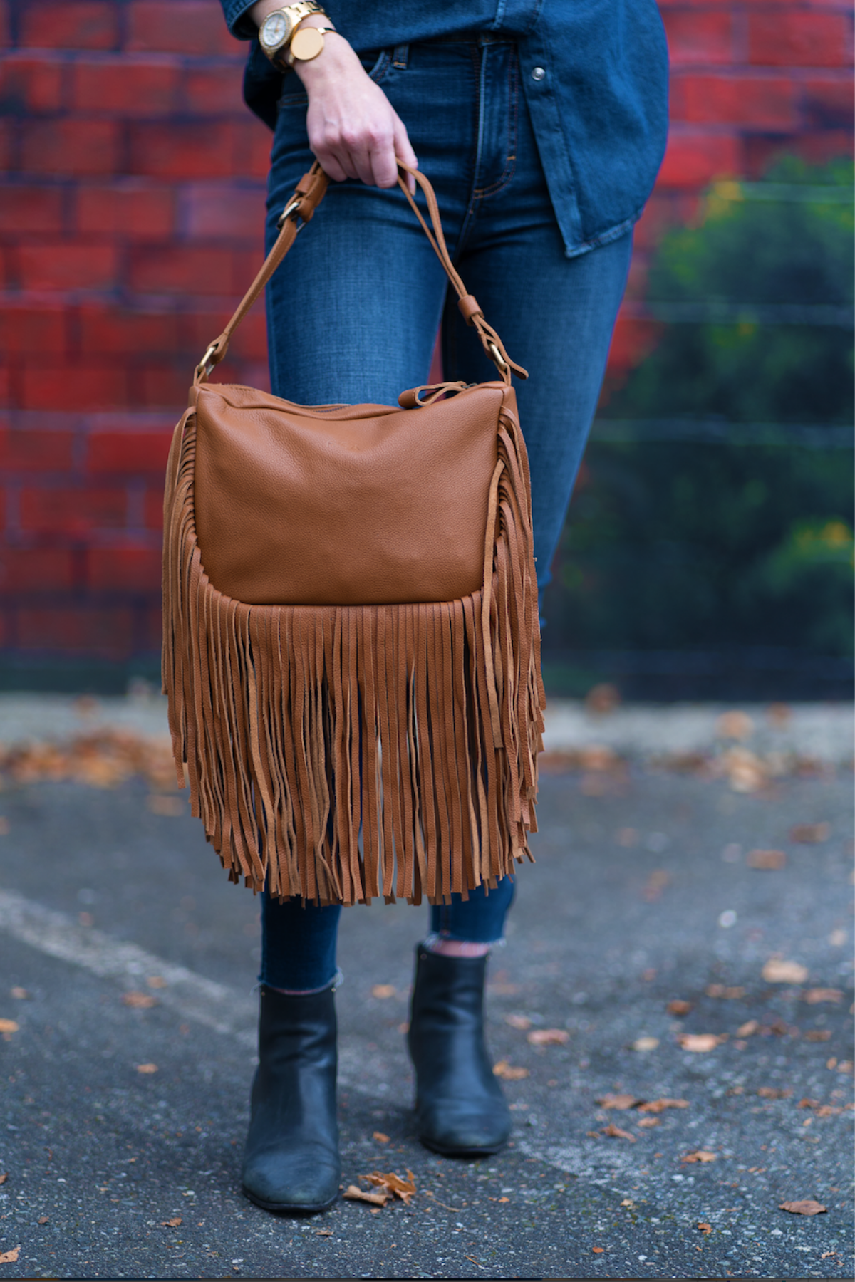 Boho Fringe Crossbody Tan