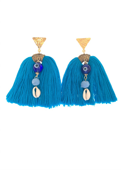 Sky Blue Tassle Earrings