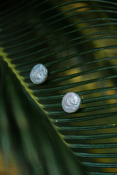 Large Flat Pearl Studs