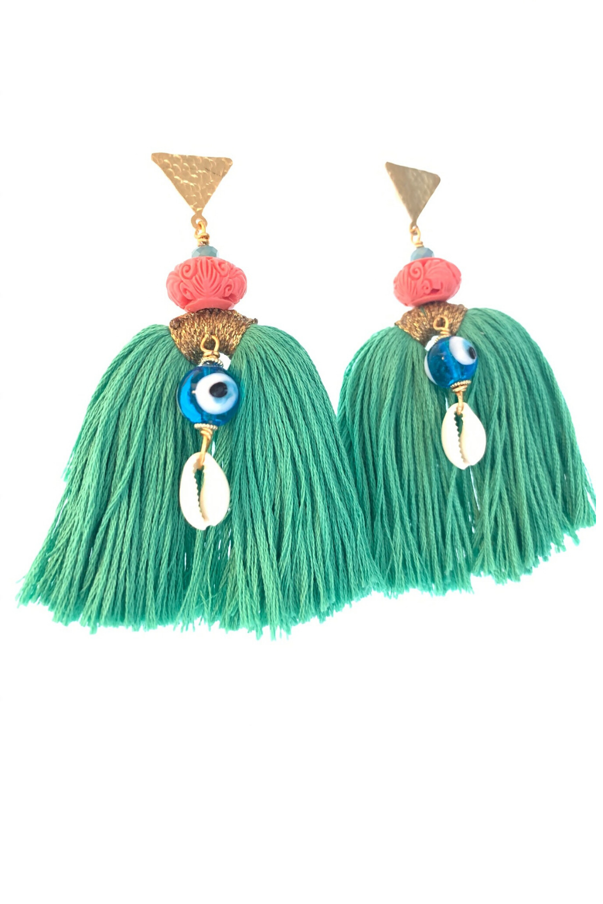 Teal Tassle Earrings