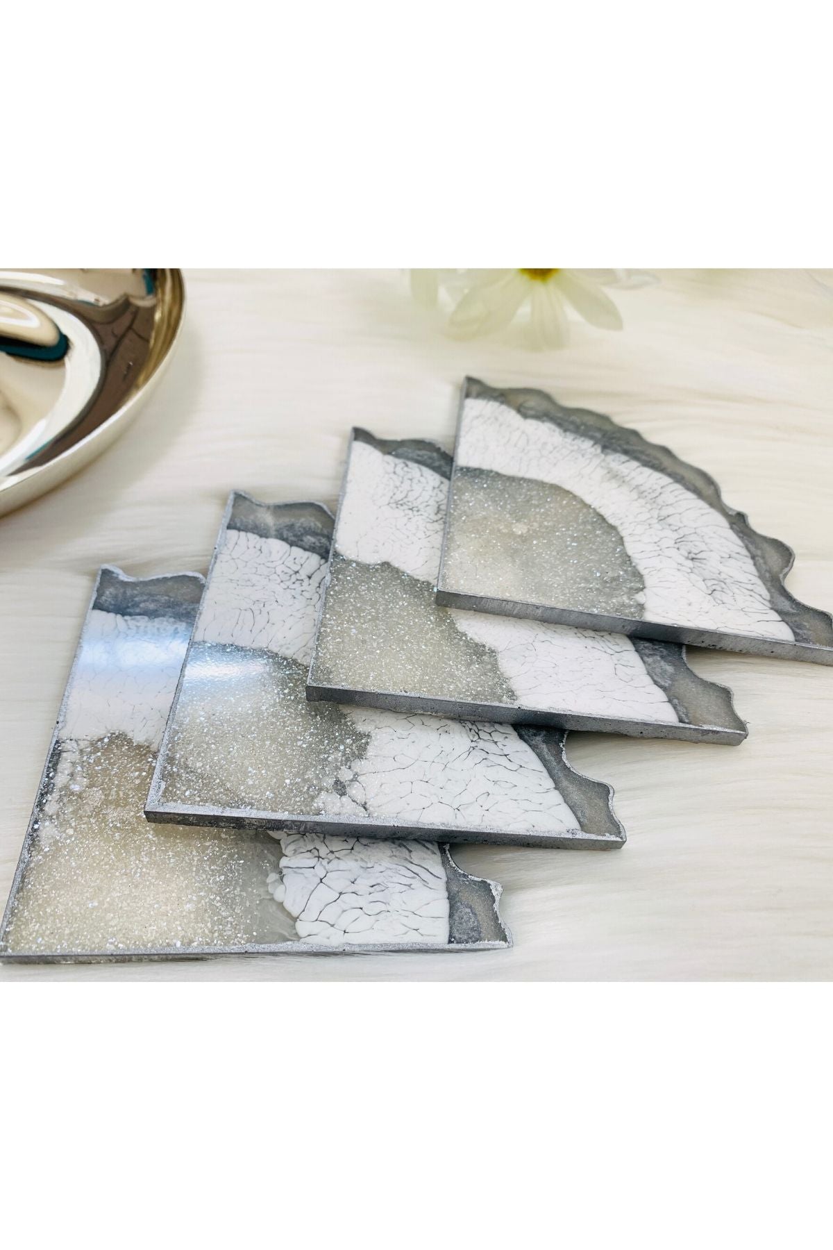 Silver Quartz Coaster Set - ShopAuthentique