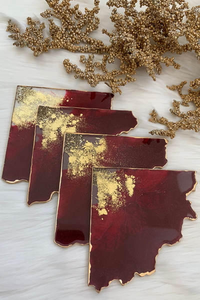 Maroon Pie Quartz Coaster Set