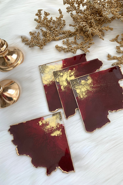 Maroon Pie Quartz Coaster Set