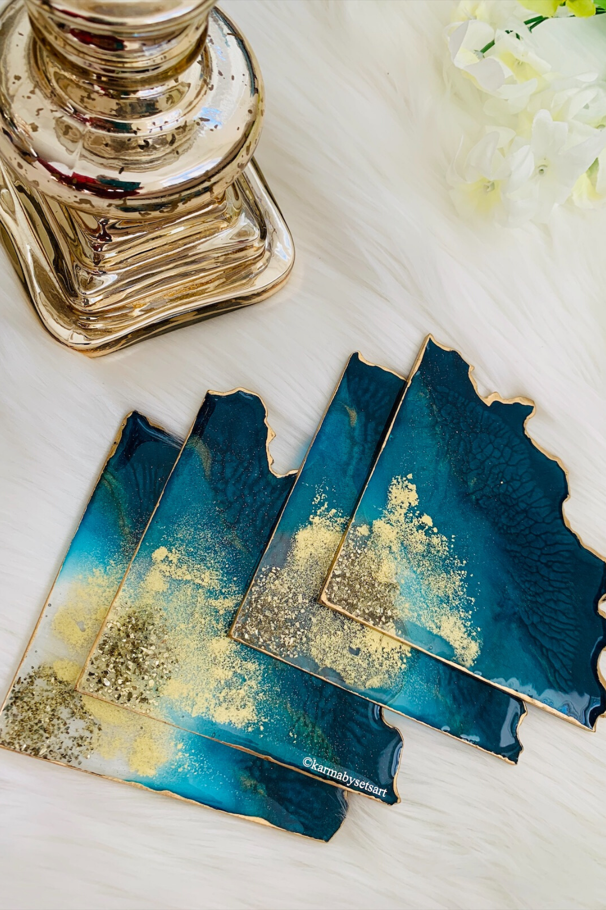 Turquoise Pie Quartz Coaster Set