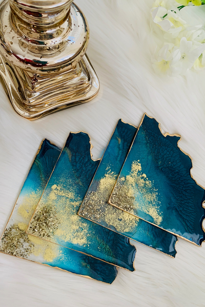 Turquoise Pie Quartz Coaster Set