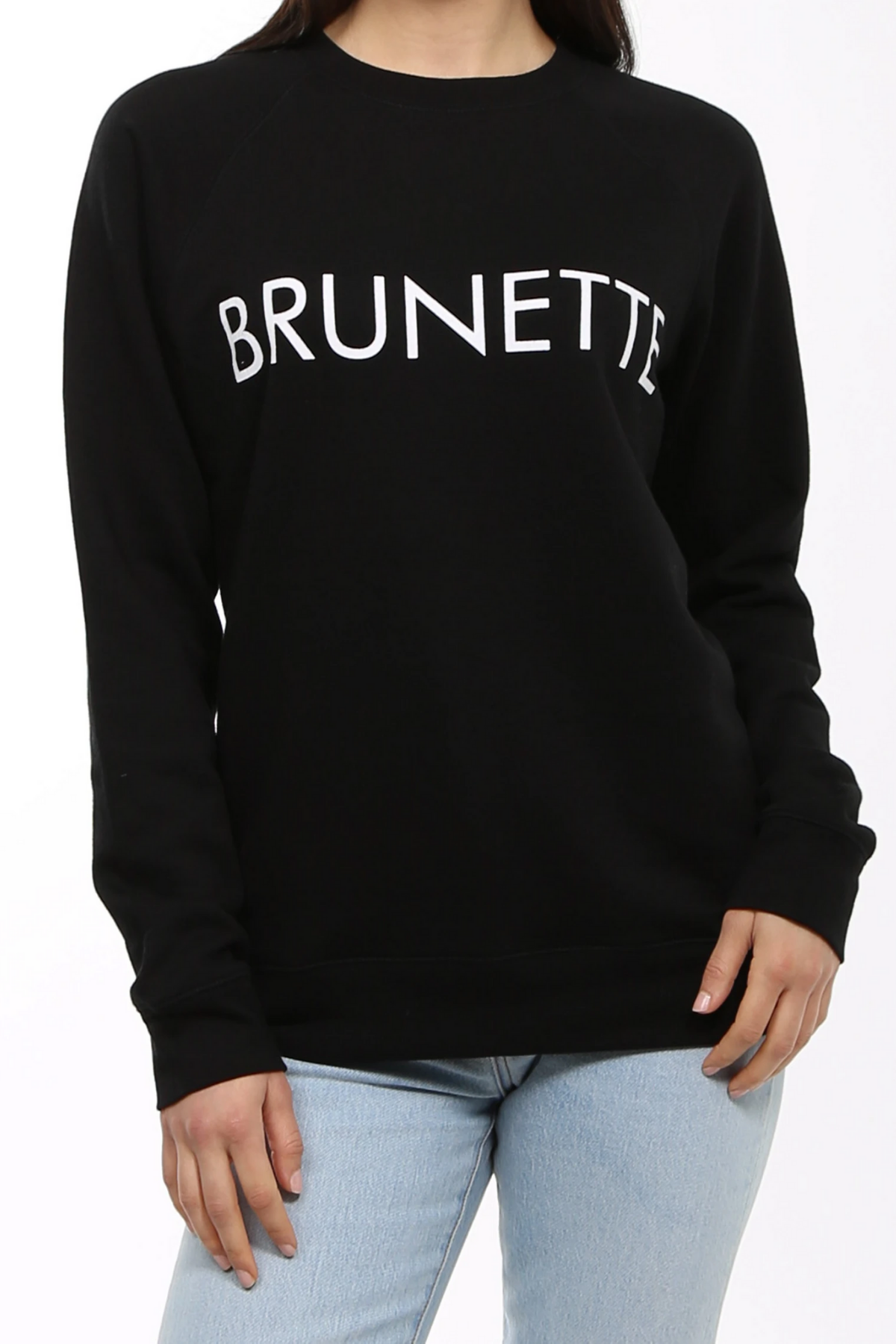 The "BRUNETTE" Classic Crew Neck Sweatshirt | Black