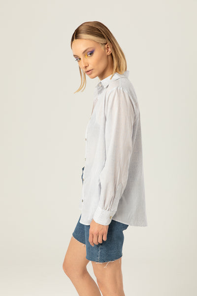 The Light Shirt | Sheer blue printed