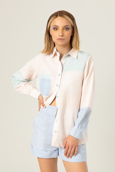 The Park Shirt | Salmon and white stripes