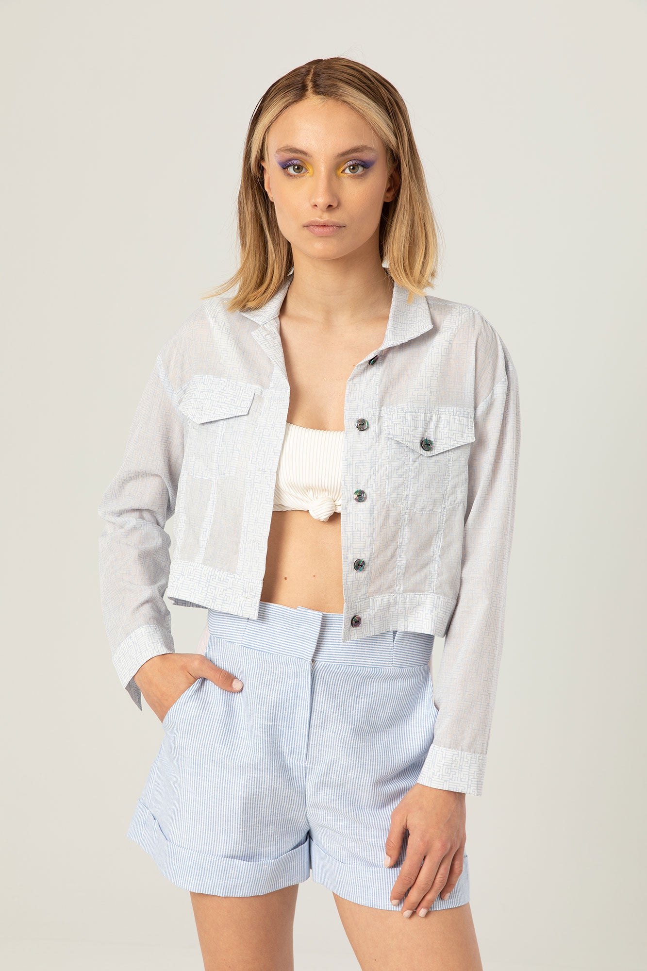 The Light Jacket | Sheer Blue Printed