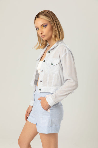 The Light Jacket | Sheer Blue Printed