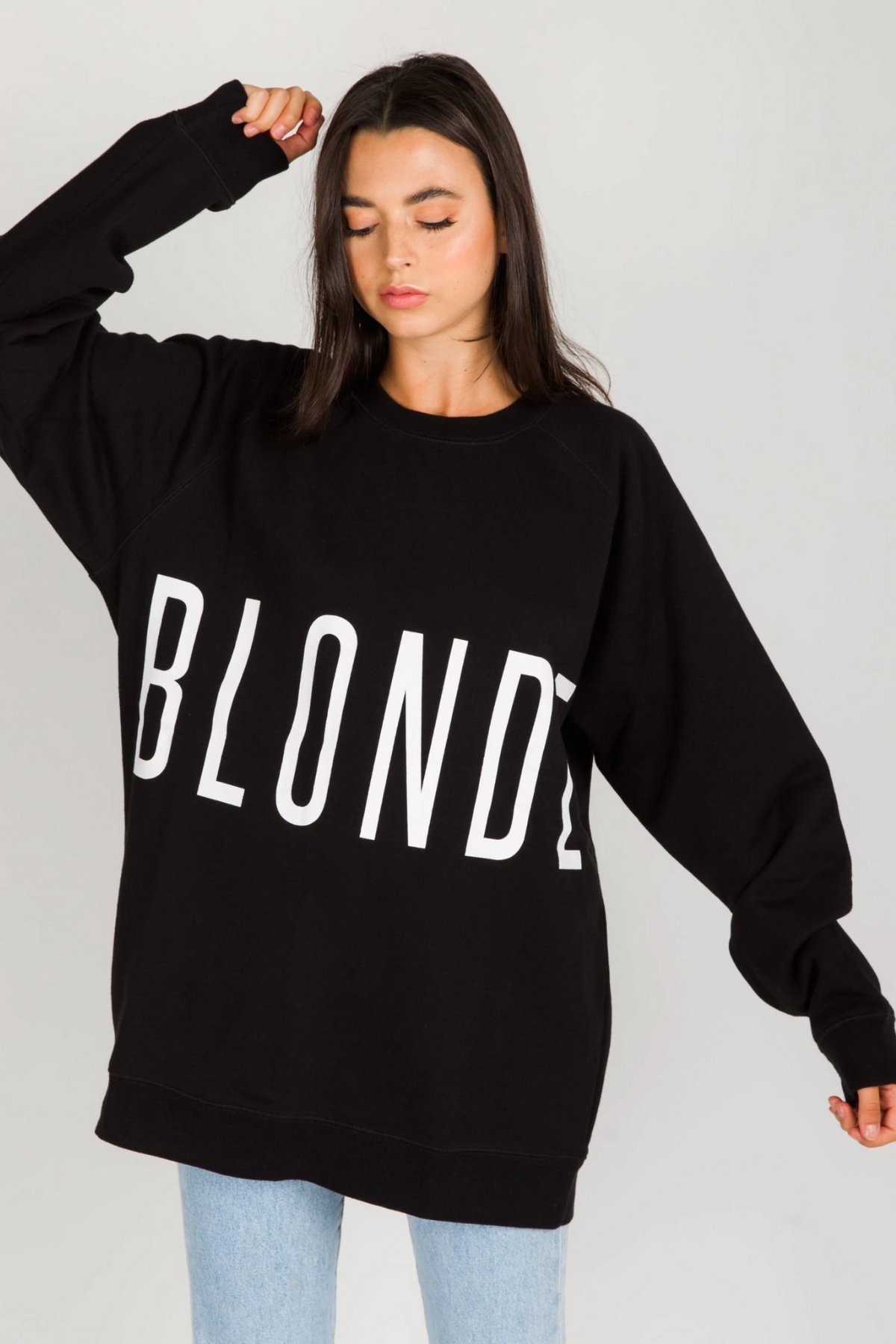 The "BLONDE" Big Sister Crew Neck Sweatshirt | Black