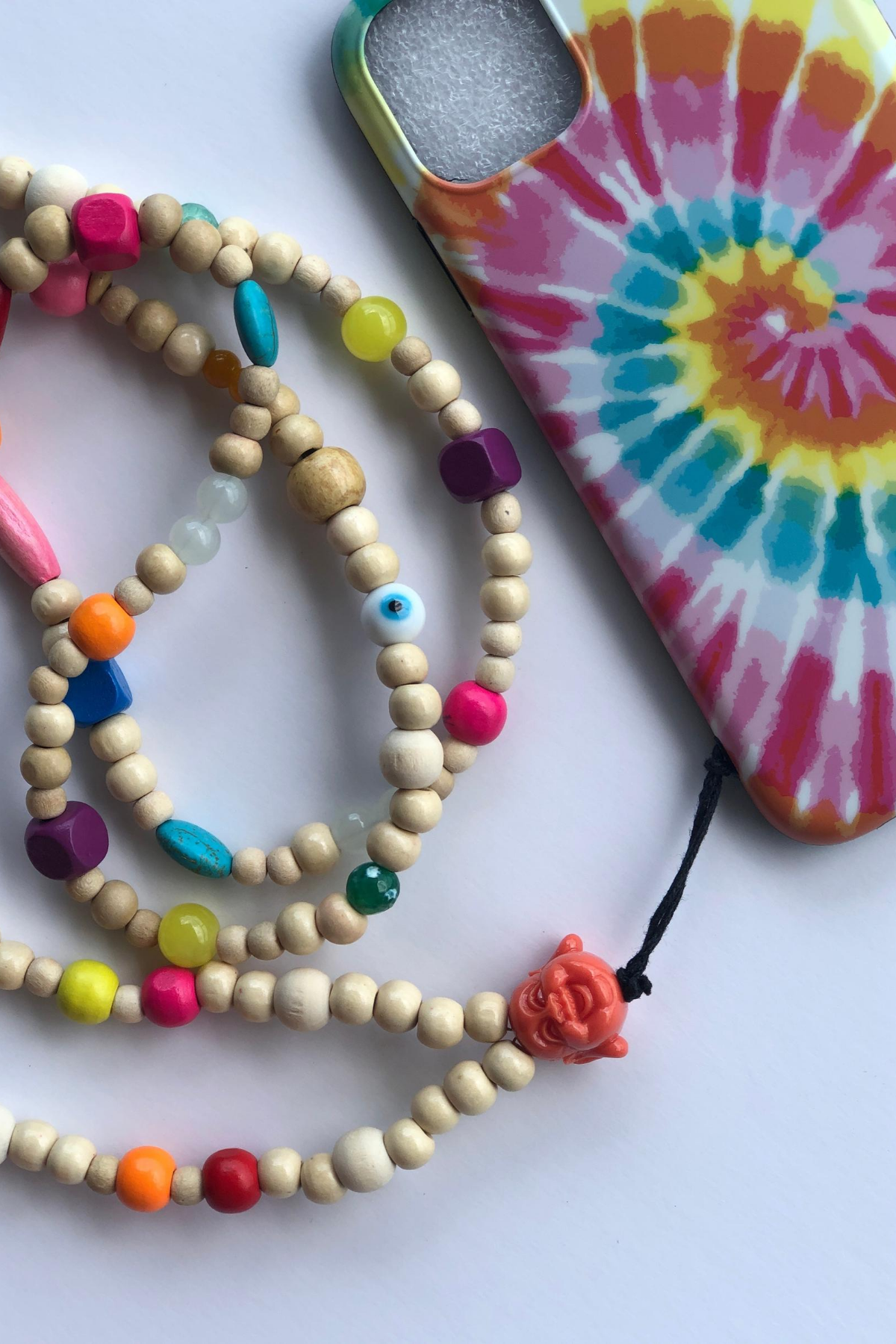 Colorful Phone Necklace with Tie Dye iPhone 11 Case