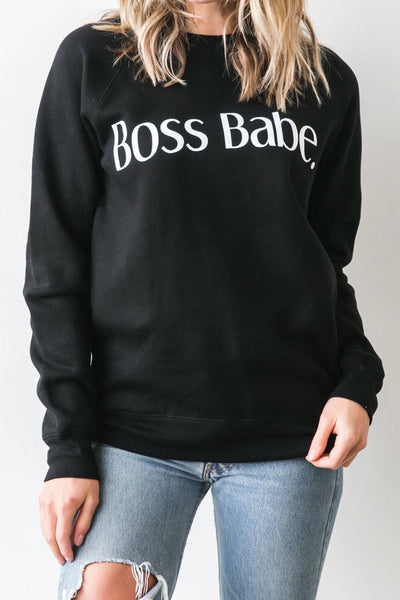 The "BOSS BABE" Classic Crew Neck Sweatshirt | Black