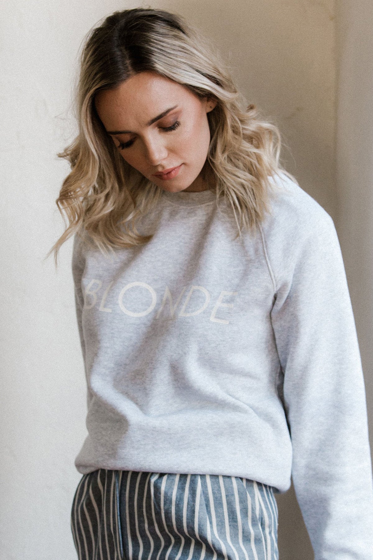 The "BLONDE" Classic Crew Neck Sweatshirt | Pebble Grey