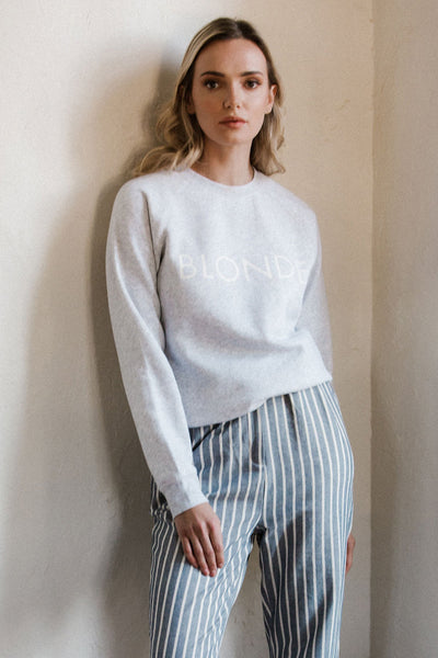 The "BLONDE" Classic Crew Neck Sweatshirt | Pebble Grey