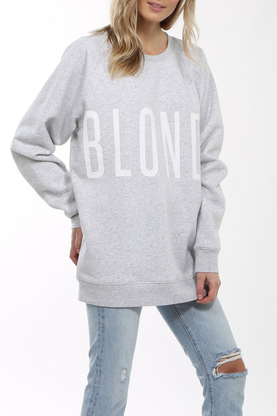 The "BLONDE" Big Sister Crew Neck Sweatshirt | Pebble Grey