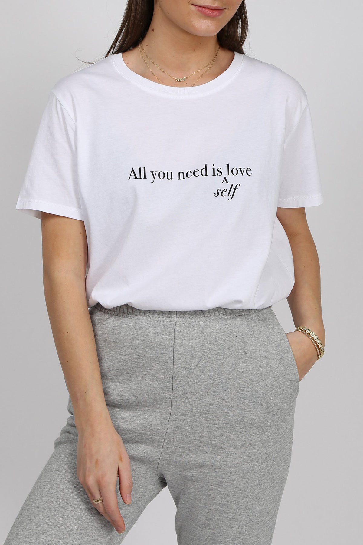 The "ALL YOU NEED" Classic Crew Neck Tee | White