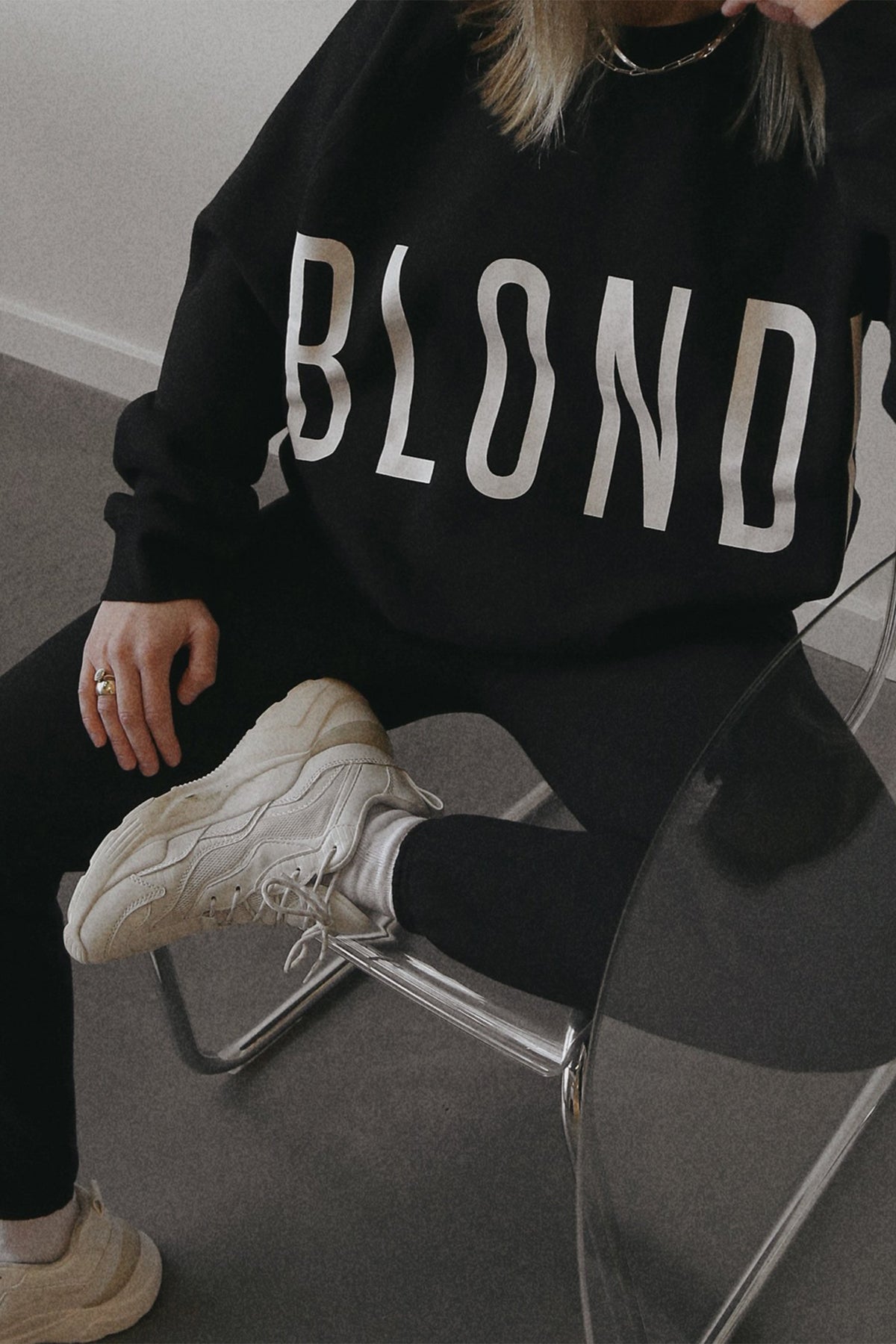 The "BLONDE" Big Sister Crew Neck Sweatshirt | Black