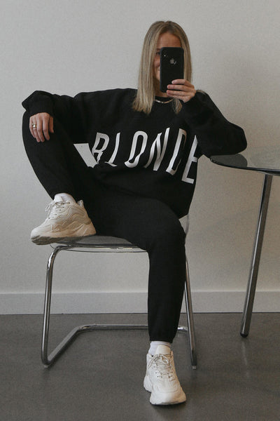 The "BLONDE" Big Sister Crew Neck Sweatshirt | Black