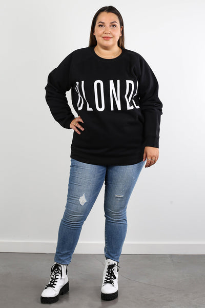 The "BLONDE" Big Sister Crew Neck Sweatshirt | Black