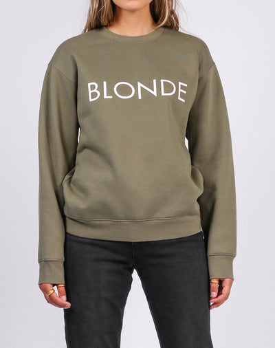 The "BLONDE" Classic Crew Neck Sweatshirt | Olive