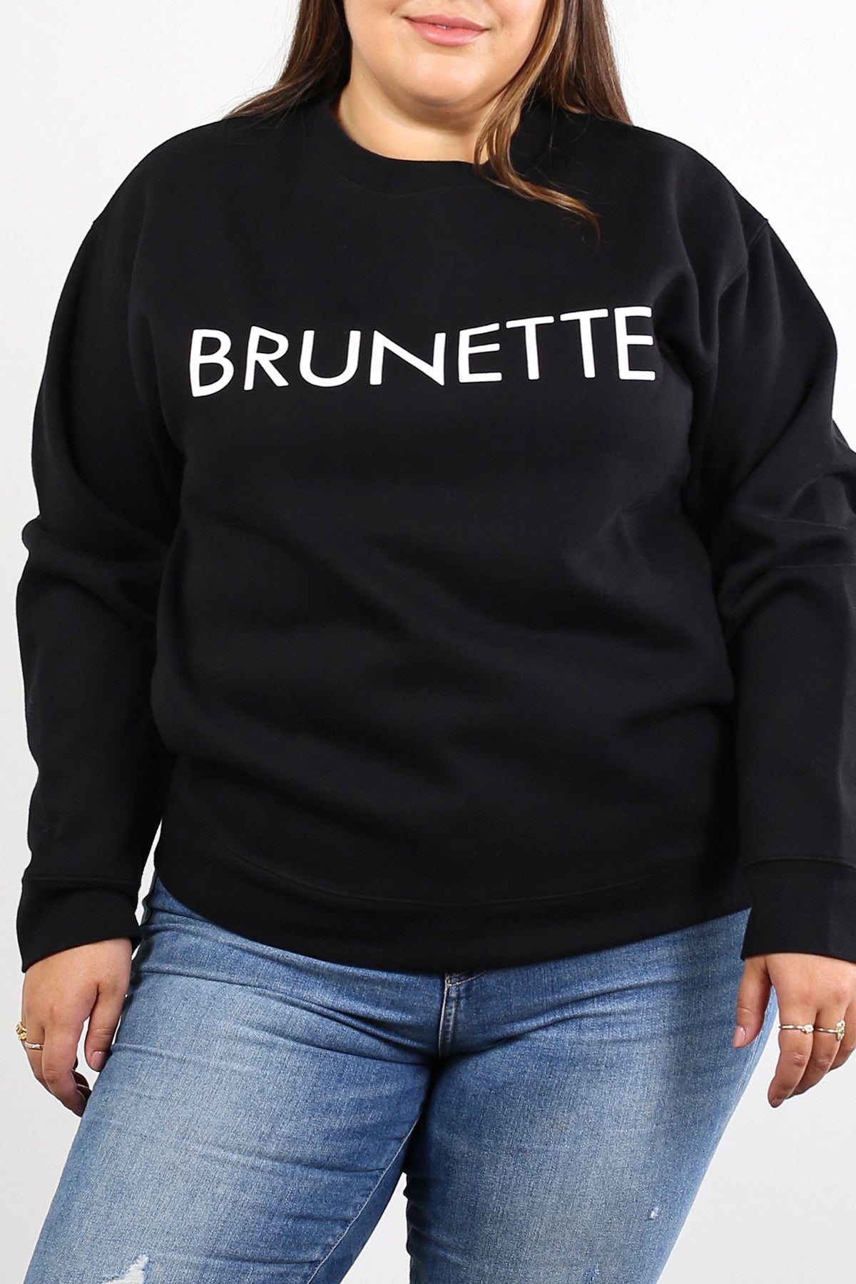 The "BRUNETTE" Classic Crew Neck Sweatshirt | Black