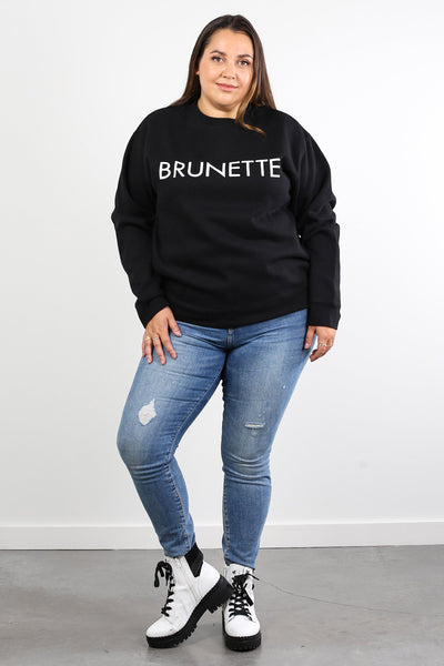 The "BRUNETTE" Classic Crew Neck Sweatshirt | Black