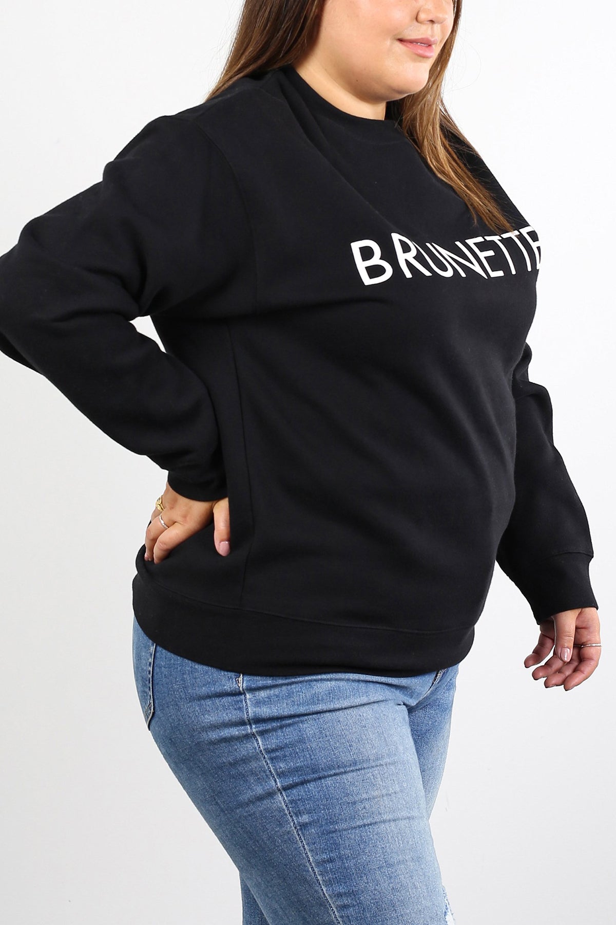 The "BRUNETTE" Classic Crew Neck Sweatshirt | Black