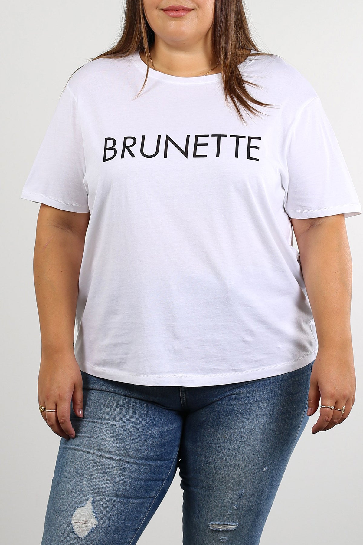 The "BRUNETTE" Classic Crew Neck Tee | White