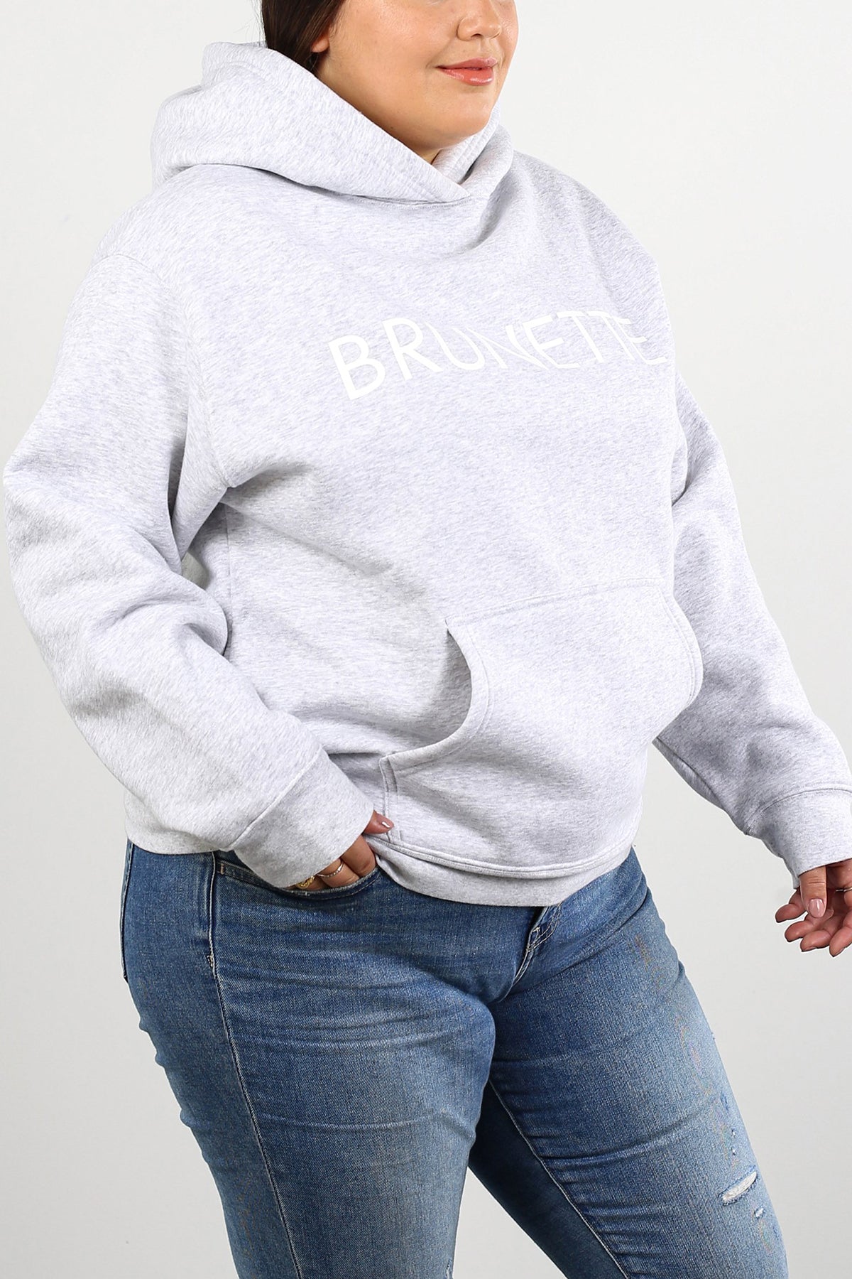 The "BRUNETTE" Classic Hoodie | Pebble Grey