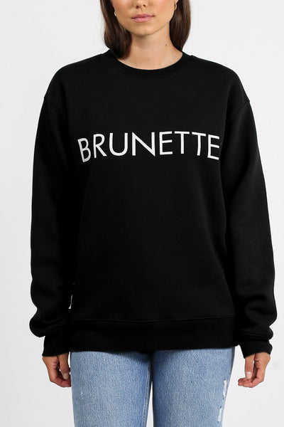 The "BRUNETTE" Classic Crew Neck Sweatshirt | Black