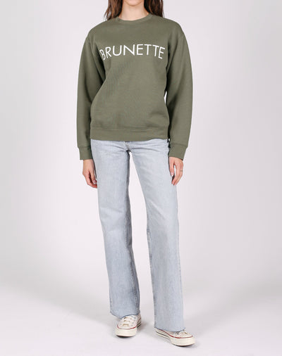 The "BRUNETTE" Classic Crew Neck Sweatshirt | Olive