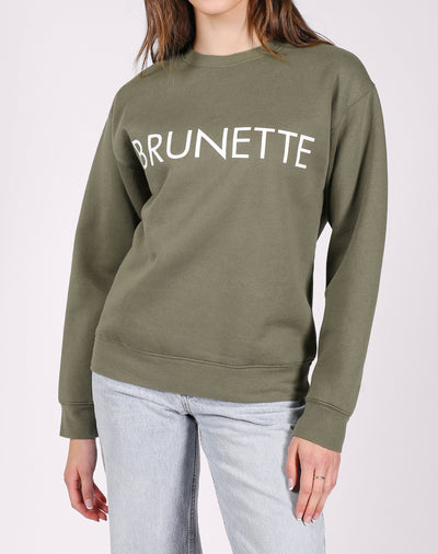 The "BRUNETTE" Classic Crew Neck Sweatshirt | Olive