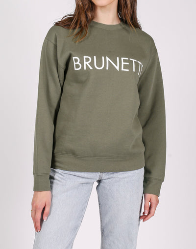 The "BRUNETTE" Classic Crew Neck Sweatshirt | Olive