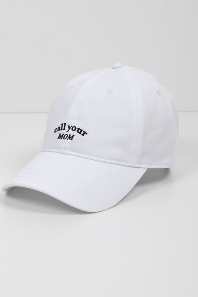 The "CALL YOUR MOM" Baseball Cap | White