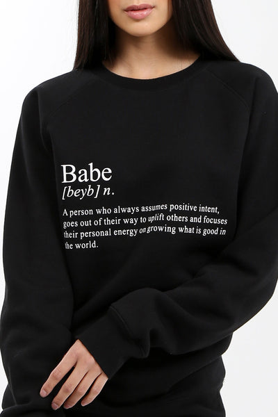 The "DEFINITION OF A BABE" Classic Crew Neck Sweatshirt | Black