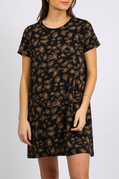 The "LEOPARD" Tee Dress | Black