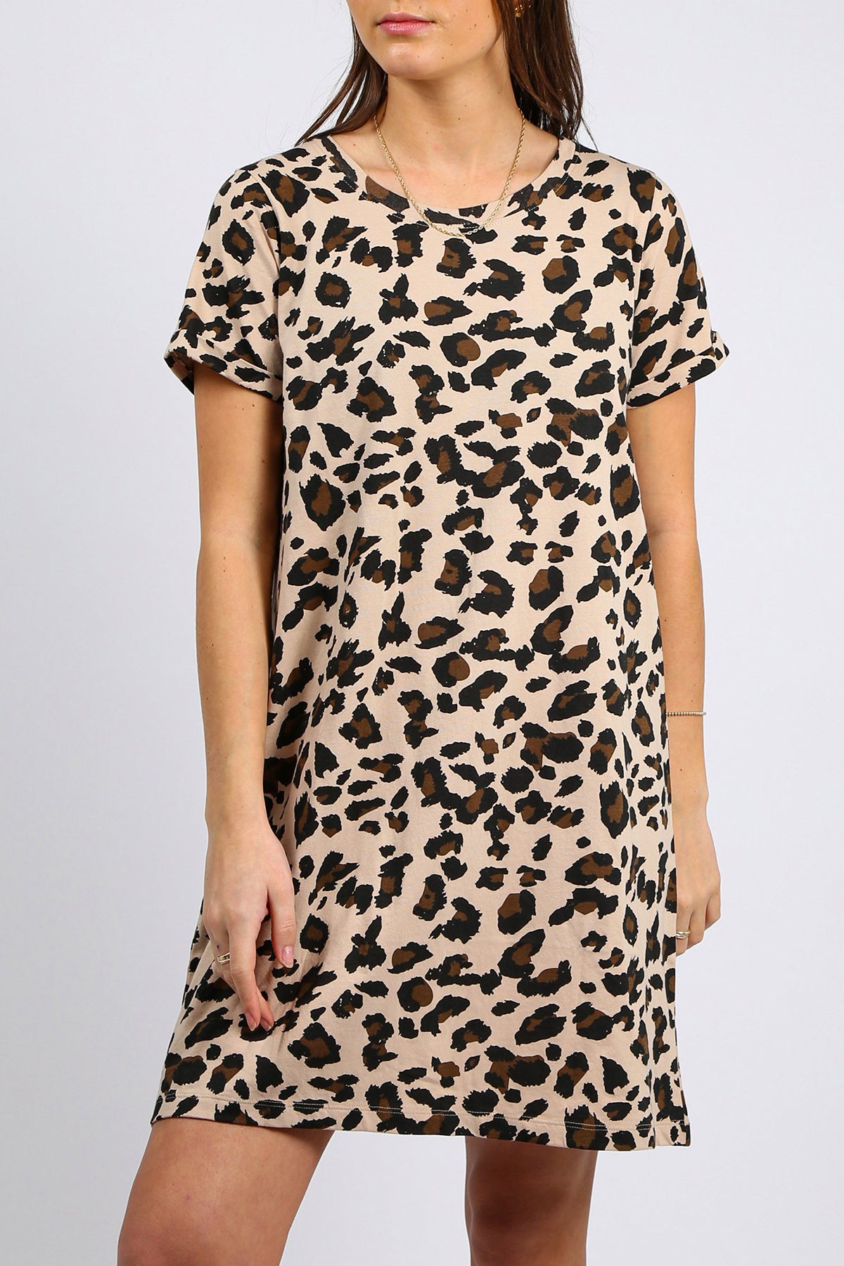 The "LEOPARD" Tee Dress | Tan