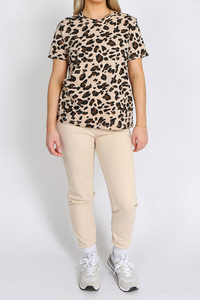 The "LEOPARD" Classic Crew Neck Tee | Tan