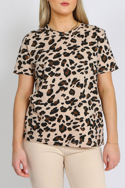 The "LEOPARD" Classic Crew Neck Tee | Tan