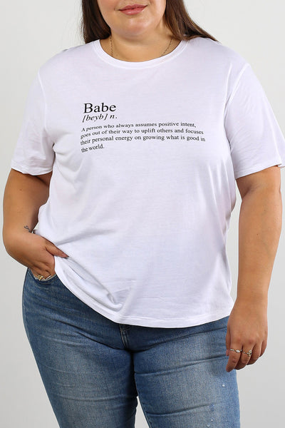 The "DEFINITION OF A BABE" Classic Crew Neck Tee | White