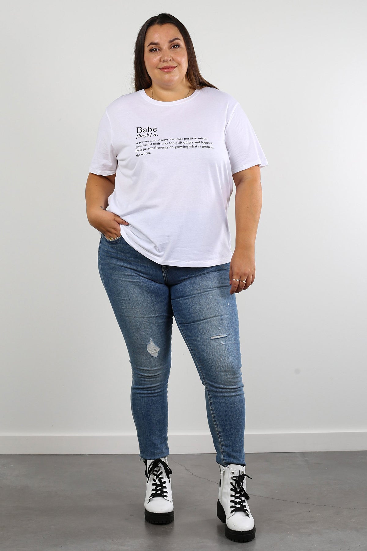 The "DEFINITION OF A BABE" Classic Crew Neck Tee | White