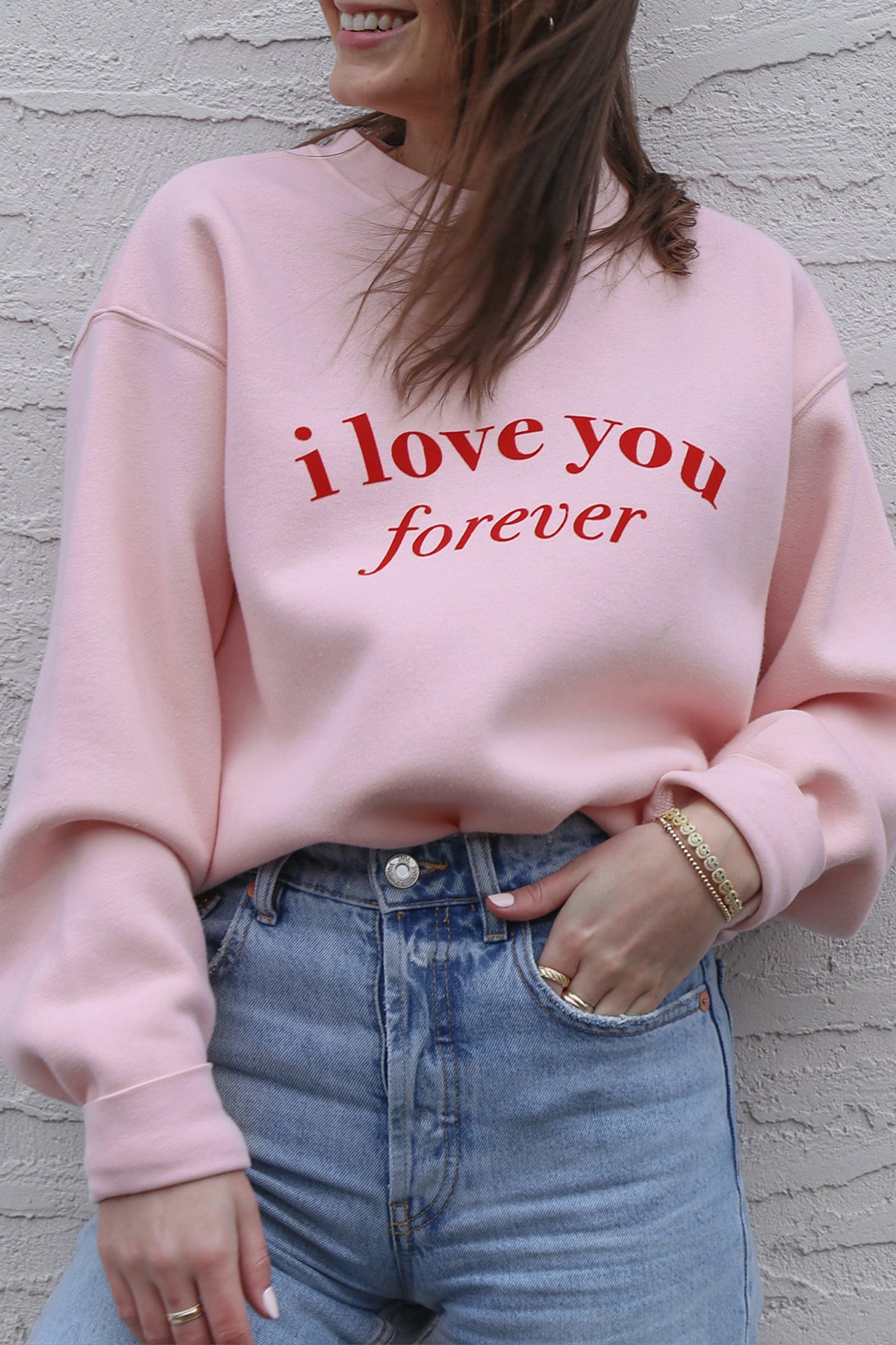 The "I LOVE YOU" Classic Crew Neck Sweatshirt | Cotton Candy