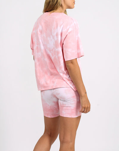 The "BLONDE" Pink Marble Tie-Dye Boxy Tee