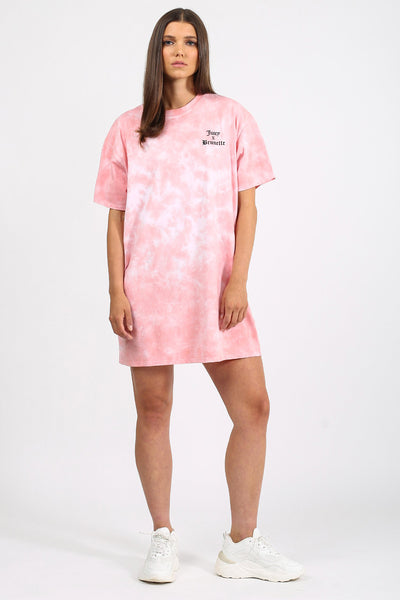 The "JUICY X BRUNETTE" Pink Marble Tie-Dye Boxy Tee Dress